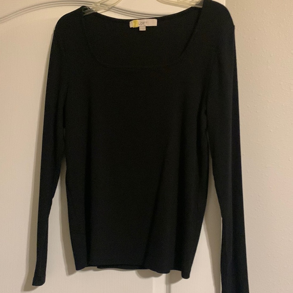 Loft long sleeve top XL Black cotton spandex blend
